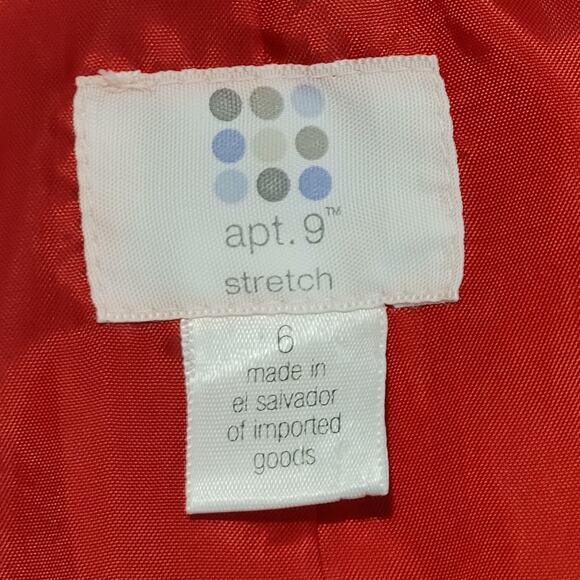 Apt. 9 Lined Hidden Buttons Cotton Blend Coat Stretch Red White Womens Size 6 - Picture 4 of 9